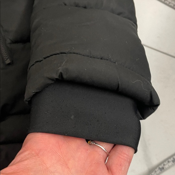 Parka Black Quilted Puffer Jacket With Detachable Hood Wind Water Resistant Sz S - Picture 14 of 16